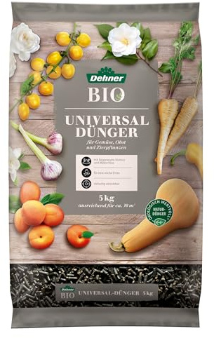 Dehner Bio Dünger, hochwertiger Dünger für Gemüse / Obst / Zierpflanzen, organischer NPK-Dünger, mit Spurennährstoffen, ökologisch wertvoll, 5 kg, für ca. 30 qm