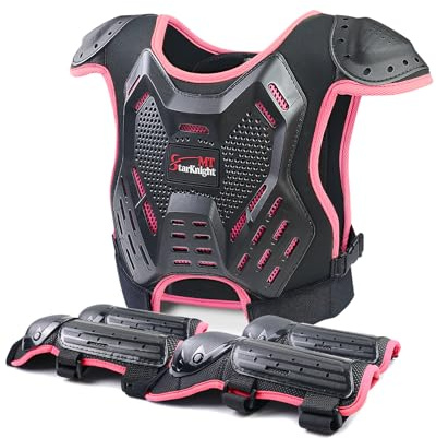 StarknightMT Kinder-Dirt-Bike-Ausrüstung – Schutzausrüstung für Jugend-Motorräder, ATV, Brustschutz, Motocross-Rüstung, Anzug für Jungen und Mädchen, Mountainbiking, Radfahren, Rosa