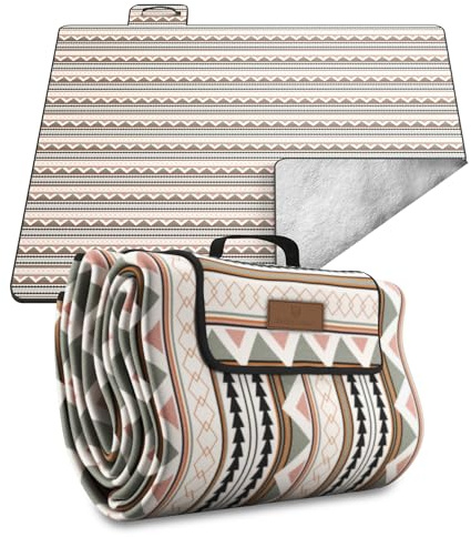 Veddelholzer 200 x 200 cm Boho Picknickdecke wasserdicht, sandfeste Stranddecke XXL isoliert & gepolstert Ideal für Outdoor, Camping, Strand, Park, Festival & Picknick Einfach faltbar & waschbar