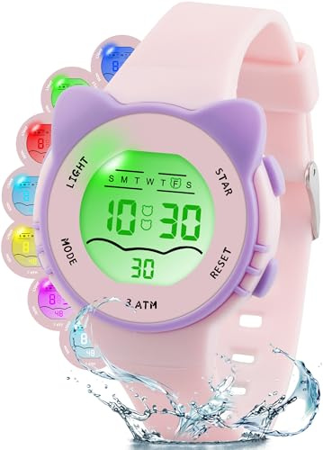 Edillas Digitaler Kinderuhr Jungen und Mädchen für 6‑18 Jahre | Armbanduhr Kinder Multifunktional mit 30M Wasserdichte,Wecker,Licht,Stoppuhr,Geeignet für Alltag,Schule, Sport Und Draußen