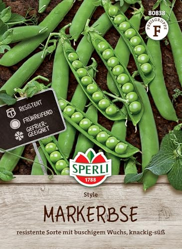 Sperli Markerbsensamen Style 80838, Gemüsesaat | Erbsensamen für Gemüsebeet & Garten, Buschiger Wuchs, für den Gemüseanbau, Höhe 20 cm, standfest
