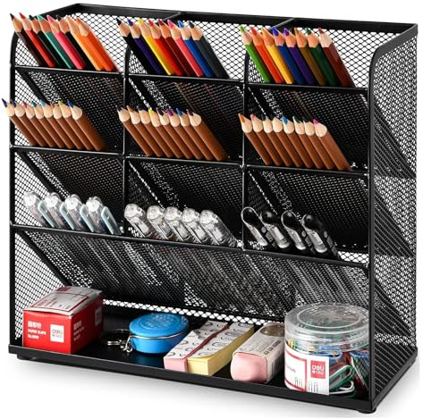 Marbrasse Netz-Schreibtisch-Organizer,Multifunktionaler Stiftehalter,Organizer Schreibtisch,Schreibtisch Organizer, Aufbewahrungs Regal für Schul und Heim Büro Bedarf (Schwarz)