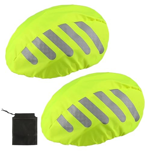 2x Fahrradhelm regenschutz, Helm Regenschutz Fahrradhelm Regenüberzug, Helmschutz Regen Fahrradhelm überzug Reflektierend, Regenschutz für Fahrradhelm, Universal Wasserfester Helmüberzug Regenhülle