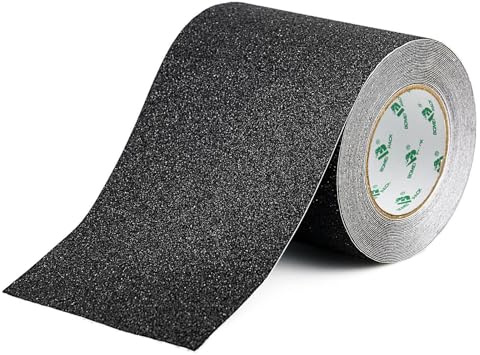 BOMEI PACK Antirutsch Klebeband Streifen mit Selbstklebend, 15cm x 10m Treppe Stufen Band Kleber Rutschfest Klebeband, Hohe Traktion für innen- und Außenbereich Schwarz Wasserfest (15cmx10m)