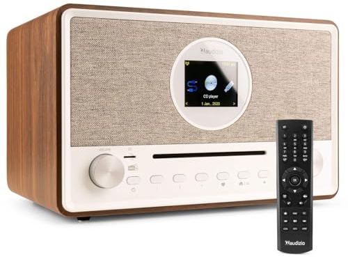 Audizio Lucca Stereo DAB Radio mit CD-Player, Internetradio WLAN, Beige | Stilvolles Retro Design im Holzgehäuse, Bluetooth & MP3-Player, Kristallklarer Sound, Klares Display, Fernbedienung