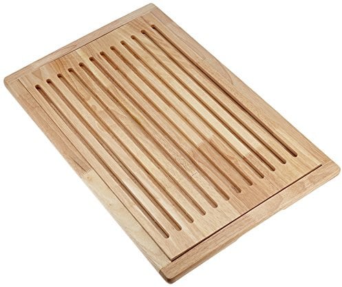 APS Brotschneidebrett „Rubber Wood, Schneidebrett, Brotbrett, mit herausnehmbarem Krümelfach, auf 4 Antirutschfüßchen, 60 x 40 cm, 2 cm Höhe, Holz