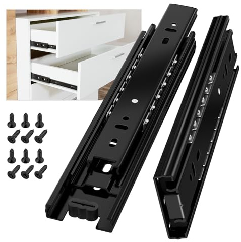 AOLISHENG Schubladenschienen Vollauszug 200mm Schwerlastauszug mit 45 kg Tragkraft für Küchenschränke und Möbel,Schwarz,1 Paar(2er Set)
