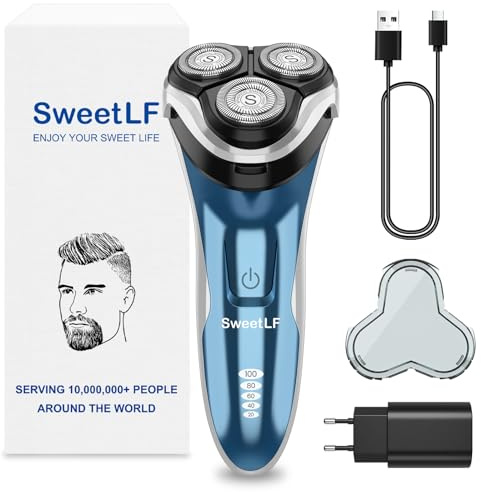 Rasierer Herren Elektrisch Rasierapparat, SweetLF Elektro Rasierer mit Präzisionstrimmer Nass und Trockenrasierer elektrische rasierer für Männer 100% Wasserdicht & Leistungsanzeige