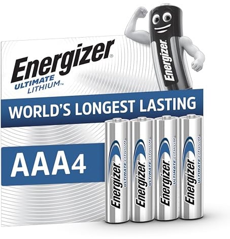 Energizer Ultimate Lithium Batterie AAA (4 Stück) - Die langlebigste AAA Batterien der Welt - 100% auslaufsichere Konstruktion - 100% plastikfreie Verpackung - 25 Jahre lagerfähig