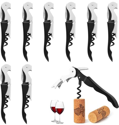 8 Stück Kellnermesser, 3-in-1 Flaschenöffner, Korkenzieher Edelstahl, Weinöffner für Sommeliers, Kellner und Barkeeper, Bieröffner und Folienschneider Set