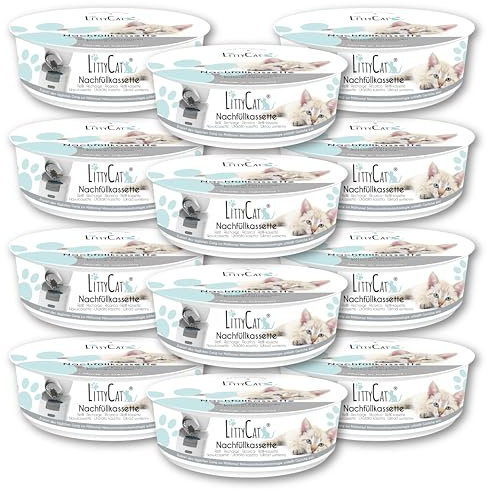 Littycat Nachfüllkassetten - 12er Pack - Für Littycat Katzenstreu Eimer | Saubere & geruchlose Katzenstreu Entsorgung - Spezialfolie mit Geruchsbarriere - Effizientes Schlauchsystem - Geruchsdicht