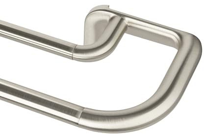 Umbra Twilight Doppel-Vorhangstangen-Set, Ausziehbare Vorhangstange mit Abgerundeten Enden für ideale Raumabdunkelung, 77-214 cm, D19mm, Nickel