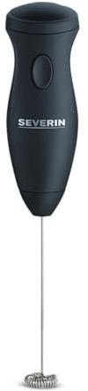 Severin Milchaufschäumer Stab, kompakter Milchschäumer aus Edelstahl, elektrischer Milchaufschäumer mit Batteriebetrieb und einfacher Handhabung, inkl. 2 Batterien, schwarz, SM 3590