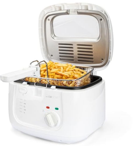 Clatronic® Fritteuse mit 2,5L Kapazität | Friteuse mit Fett | Friteuse Öl mit Geruchs- und Fettdunstfilter & Antihaft-Ölbehälter | Stufenlos regelbarer Thermostat | Fritteuse mit Öl - FR 3771