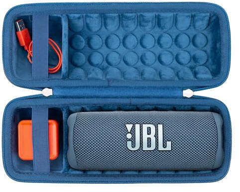 Khanka für JBL Flip 7 / Flip 6 wasserdichte tragbare Bluetooth-Lautsprecher Hartschalen-Reise-Aufbewahrungstasche, nur Koffer（Blau）