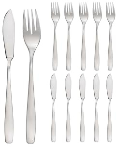 GRÄWE Fischbesteck 12-teilig Fischmesser + Fischgabeln je 6 Stück