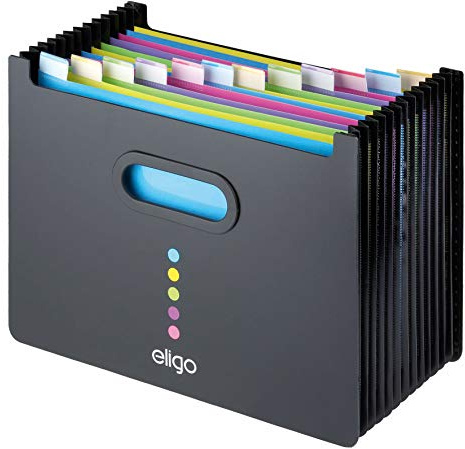 Eligo Desk Veranstalter Ausbau Polypropylen mit Farbkodierte Tabs 13-Part Landschaft Black Ref. 15174