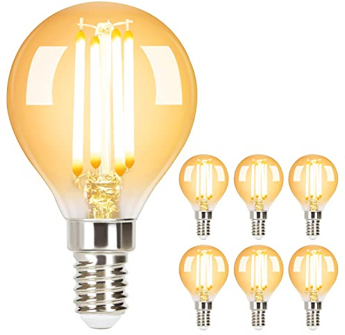 GBLY 6 Stück LED Glühbirne E14 Vintage Lampe G45 Edison Retro Glühlampe | 2700K 4W Warmweiß Filament Leuchtmittel Birne Glas Antike Energiesparlampe für Hotel Haus Café Bar