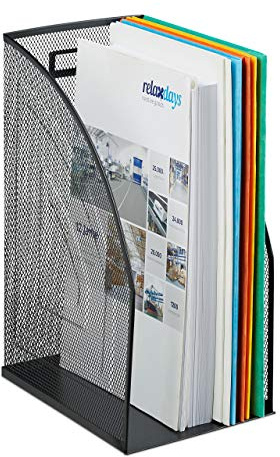 Relaxdays Stehsammler Metall, DIN A4, Stehordner breit, Mesh, Zeitschriftensammler Büro, HBT 32 x 16 x 24,5 cm, Farbwahl