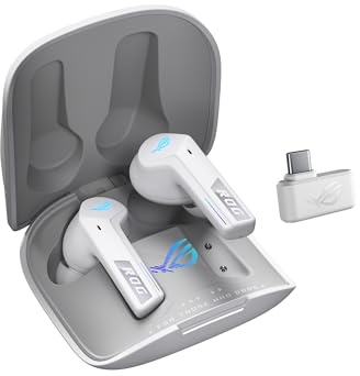 ASUS ROG Cetra True Wireless SpeedNova White RGB In-Ear Gaming Kopfhörer | ROG SpeedNova Wireless-Technologie, AI-Mikrofon, Geräuschunterdrückung (ANC), 46 Std. Akkulaufzeit, kabelloses Laden, weiß