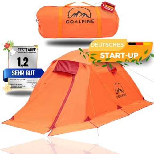 G-OALPINE® EXPEDTION I Zelt für 2 große Personen | wasserdicht 4000mm | kleines Packmaß | zum Wandern, Bergtouren & Bikepacking | Ultraleicht | 4 Jahreszeiten | schneller aufbau