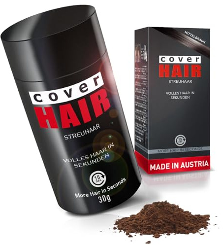 Cover Hair® Premium Streuhaar - 26g I Schütthaar zur Haarverdichtung & Ansatzkaschierung - Natürlicher Look in Sekunden I Hair Fiber für Männer & Frauen I Streuhaar Mittelbraun