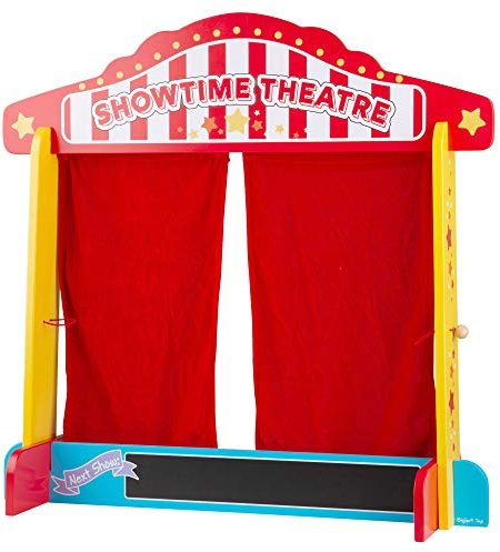 Bigjigs Toys Wooden Table Top Theatre - Puppet Show, Finger Puppets