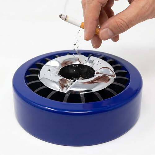 Starlet24® Gluttöter Aschenbecher für draußen Windaschenbecher Ascher stabil rund flach - Blau