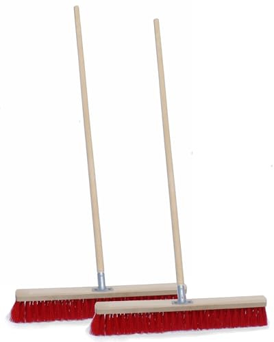 Kolor 2 STK. Straßenbesen Industriebesen Kehrbesen, wählbare Breiten Gartenbesen, Besen für Straßen, Draußen, Hof & Garten, PVC Borsten, Metall-Stielhalter verschraubt (40 cm mit 130 cm Stiel)