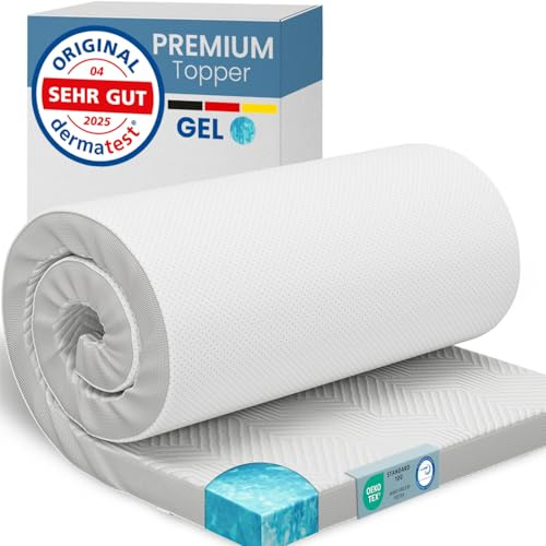 ELONEO Gel Topper 140x200cm, Matratzentopper aus 5 cm hohem Gel-Memory- Schaum, atmungsaktiver 3D-Netz Bezug, Bequeme Matratzenauflage für Bett und Boxspringbett inkl. Eckschlaufen