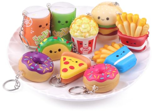 Anboor 10 Stück Squishies Spielzeug für Kinder Lebensmittel Klein Slow Rising Schaum Mini Food Squishys Stress Quetschies Süßes Spielzeug