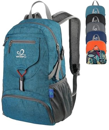 WATERFLY Ultraleicht Faltbar Klein Rucksack: 20L Leicht Packable Wanderrucksack Tagesrucksack Trekkingrucksack Outdoor Sportlich Backpack Travel Daypack für Herren Damen