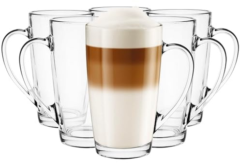 Glasmark Krosno Latte Macchiato Gläser Cappuccino 6er Set Teegläser- Mit Henkel Dessertgläser Wassergläser Kaffeegläser Glühweingläser Eiskaffee- Glühweintassen Groggläser 6x 400 ml
