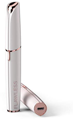 Finishing Touch Flawless Brows Augenbrauenrasierer, elektrischer Gesichtshaarentferner, schmerzfrei und wiederaufladbar, Weiß