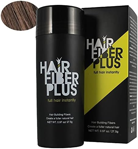 HairFiberPlus Haarfasern – für Damen und Herren – auf Basis von 100 % natürlicher Baumwolle – Volumenpulver für Haarausfall – fertig in wenigen Sekunden – 1 Packung mit 27,5 g (mittelbraun)
