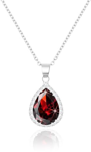Linawe Anhänger Kette Halskette Damen, Simulierter Diamant Geburtsstein Kettenanhänger Kristall Damenkette, Schmuck Set Modeschmuck Erhältlich in Gold-, Roségold- und Silbertönen