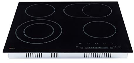 Arebos Glaskeramikkochfeld | 6600 W | 4 Kochfelder | 59 cm | autark | inkl. Dual-Kochzone und Bräterzone | mit Sensor Touch | Kindersicherung | Überhitzungsschutz | Autoabschaltung