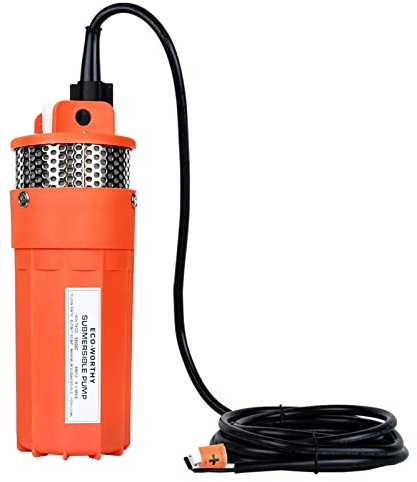 DCHOUSE 12V Tauch Pumpe, 1,6 GPM Wasser Pumpe mit Großem Durchfluss, Solarbetriebene Hochförderpumpe mit max. Förderhöhe 230ft/70m, 96W Tiefbrunnenpumpe für Haus,Bauernhof, Viehzucht, Bewässerung