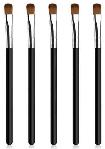 WLLHYF 5 teiliges abgewinkeltes Eyeliner Pinsel Set professionelle Augen Make up ultradünnes abgeschrägtes flaches Augenbrauen Set enger Liner für Lidschatten Gel Puder flüssige Creme Frauen Mädchen