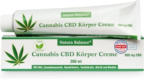 200ml Cannabis Creme Teufelskralle Alpenkräuter Minzöl Menthol Made in Germany Dermatest sehr gut vegan