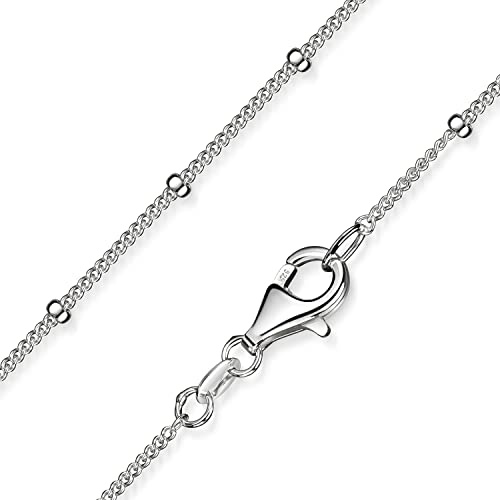 Damen Kugel Panzerkette 1mm Collier kurz 925 Sterling Silber K80-40cm