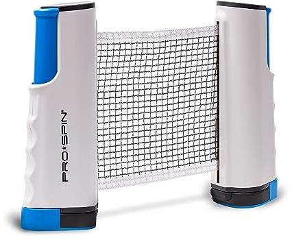 PRO-SPIN Tischtennisnetz | Ausziehbares Ping Pong Netz für jeden Tisch | Tragbares Tischtennisnetz verstellbar für Zuhause, Büro, Outdoor und Reisen (Blau, 1-Pack)
