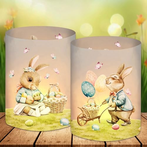 12 Windlicht Tischdeko, Ostern Deko Tisch, Modern Dekoration, Frühlingsdeko Osterdeko Innen, Deko Frühling, kleine Ostern Geschenke, Osterdekoration Grün, Ostergeschenke