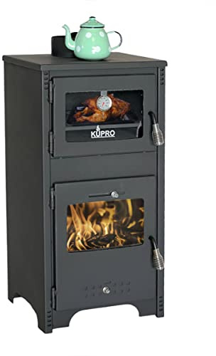 EEK A+ Kaminofen mit Backfach und Herdplatte Ever 2 Holzofen 7,85 kW Kamin Ofen Holz Werkstattofen Hüttenofen Heizofen
