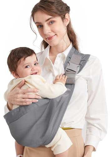 Mumgaroo Hüfttrage Baby – Ergonomisch (ab Geburt bis 15kg, Gefaltet 12 cm) | Für 0-36 Monate, 10s Schneller Einstieg, Schultergurtlänge & Tragetuchgröße einstellbar, Atmungsaktiv, Ideal für den Alltag