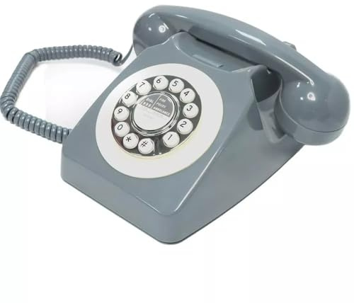 Retro schnurgebundenes Haustelefon – Arbeitshaus Festnetztelefon Vitage Rotary Old Classic Style (grau)