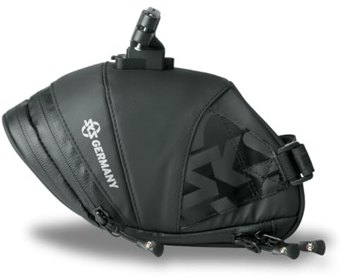 SKS GERMANY Explorer Click 1800 Fahrradtasche, Fahrradzubehör (Satteltasche aus gummiertem, wasserabweisendem Gewebe, laminierte Reißverschlüsse mit ergonomischem Easy-Zip, Volumen: 1,8 l), schwarz