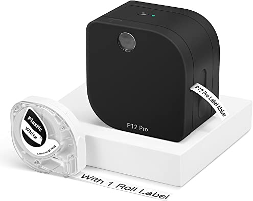 Phomemo P12-Pro Etikettendrucker, 1200mAh Akku,für Zuhause, Schule und Büro | Thermotransfer – Wasserfest, UV-Beständig. 1200mAh Akku – Wiederaufladbar. Druckt auf Satinbänder, Etiketten & Bügel-Tapes