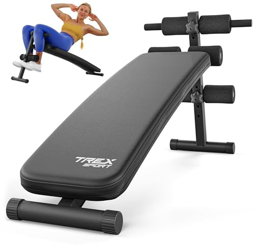 TREX SPORT Sit Up Bank klappbar Hantelbank TX-050B | Trainingsbank Schrägbank mit Beinstrecker, Griffen | Bauchtrainer & Rückentrainer für zuhause