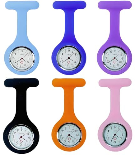 BDBFPAN 6 Stück Schwesternuhr,Silikonmaterial Krankenschwester Uhr Durch Eine Nadel Tragen Krankenschwester Zubehör Hängeuhr Taschenuhr Zubehör Uhr